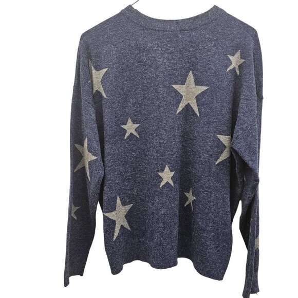 Color Eighteen Womens Sweater, blue sweater  with gray stars in Size M - Picture 2 of 9